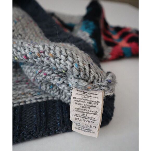 Free People OB710276 Women Sz XS Gray Multi I Heart You Cropped Knit Sweater - Picture 4 of 8